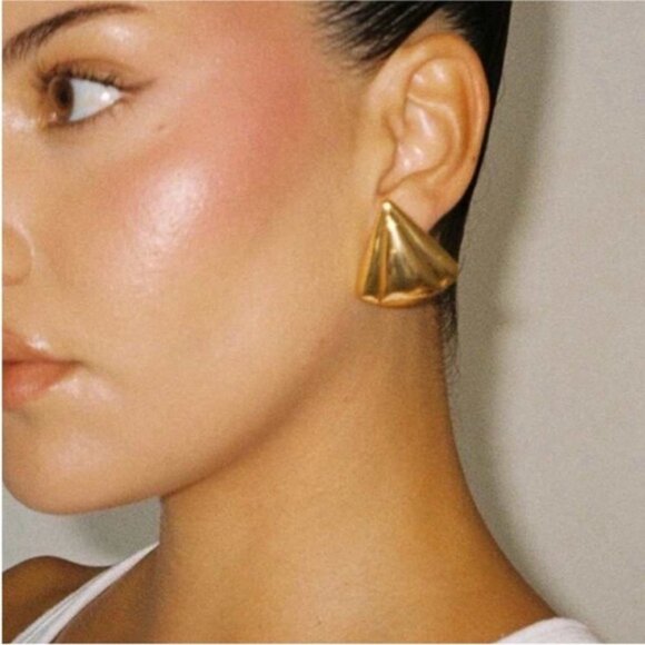 New! Anthropologie Haven Mayhem Pointelle Gold Earrings (3030) NWOT - Picture 2 of 2